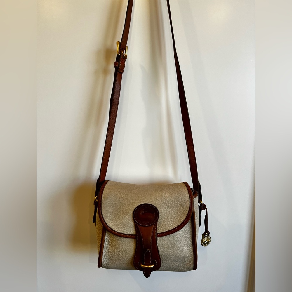 Vintage Dooney & Bourke All Weather Leather Small Essex Crossbody - Bone/Tan
